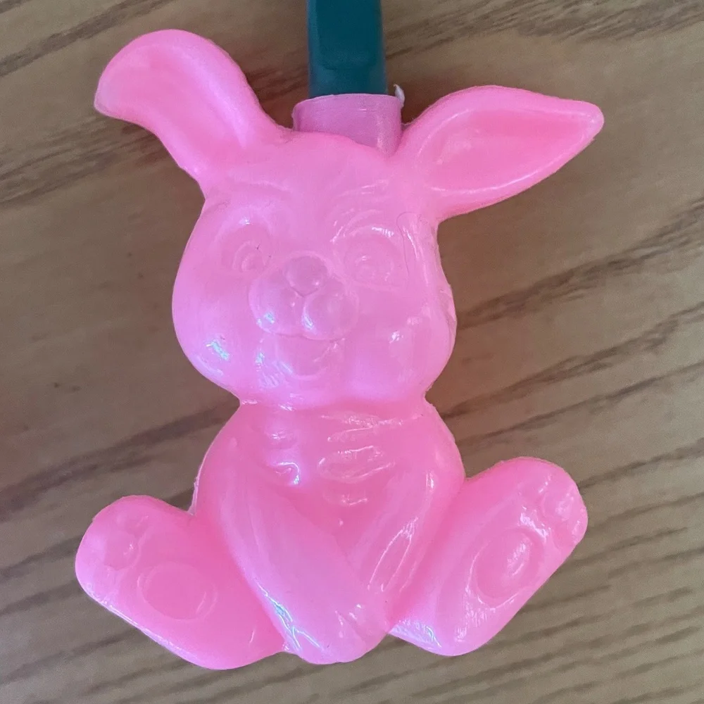 Vintage Easter Bunny Blow Mold String Lights Pink Rabbits Set of 10 Carol Wright